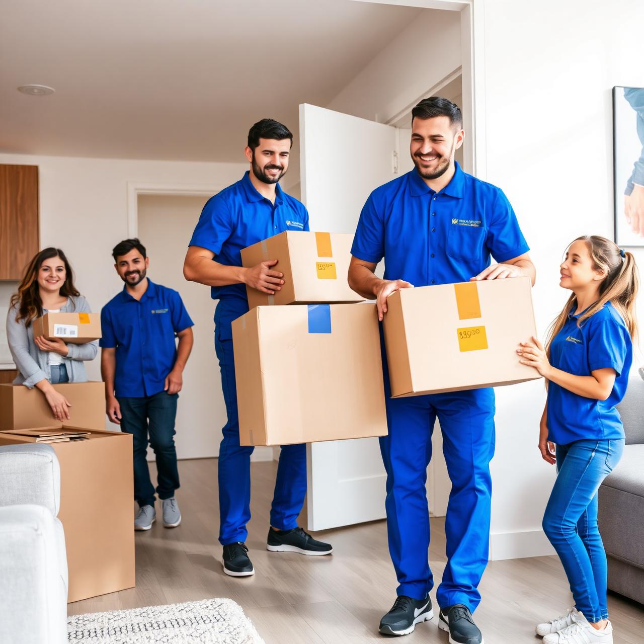 Equipo de Zelaya descargando cajas etiquetadas por colores en una vivienda de Las Tablas